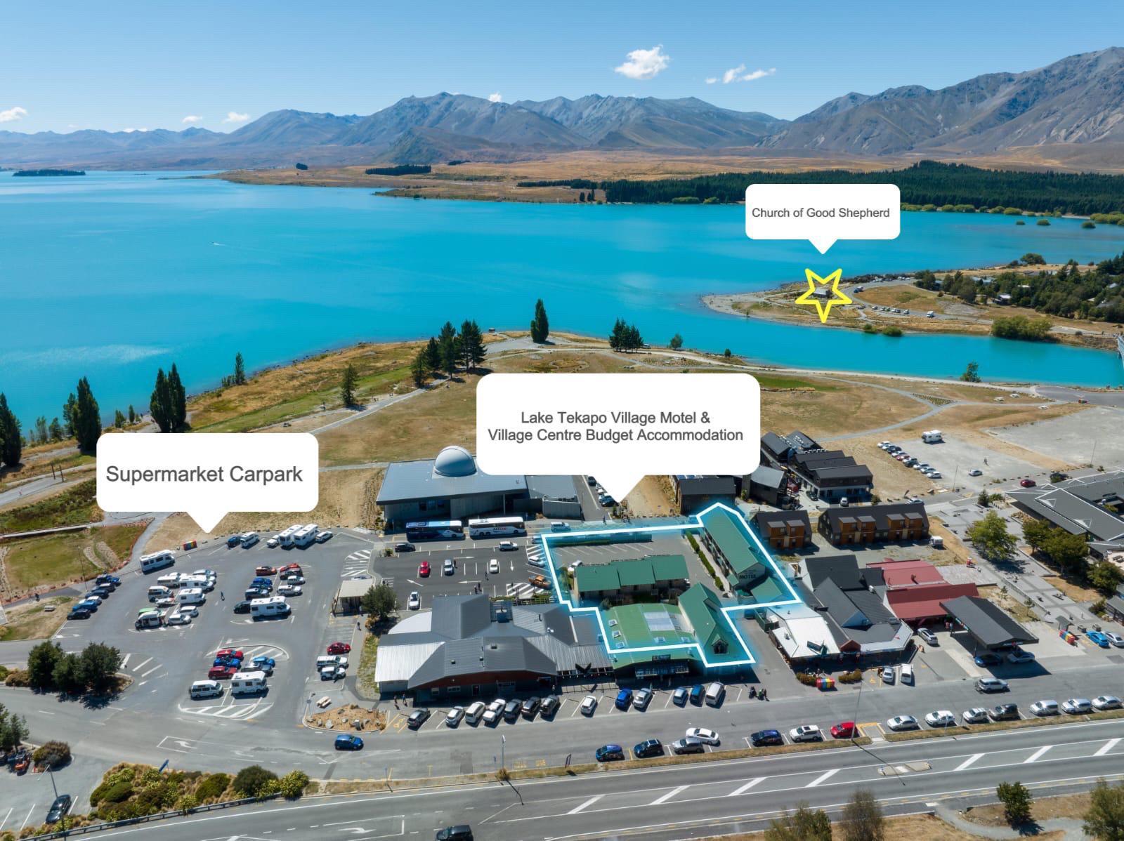 Lake Tekapo Village Motel and Stay In Backpacker bird view